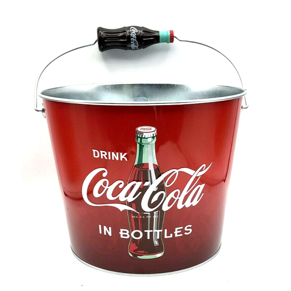 Coca Cola Galvanized Beverage Bucket Red The Tin Box Company 7x9"